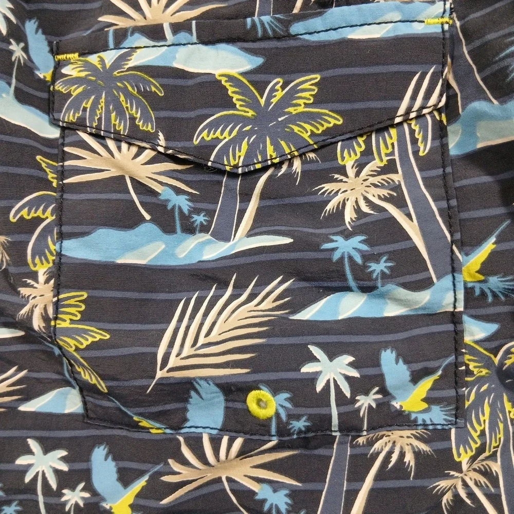 Tommy‎ Bahama XXL Swim Trunks Blue Parrot Palm Tree Tropical Mesh Lined EUC